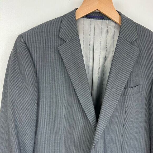 Matinique Men’s 40R Wool Pinstripe Grey Suit Jacket Sports Coat Blazer Formal - Picture 5 of 11